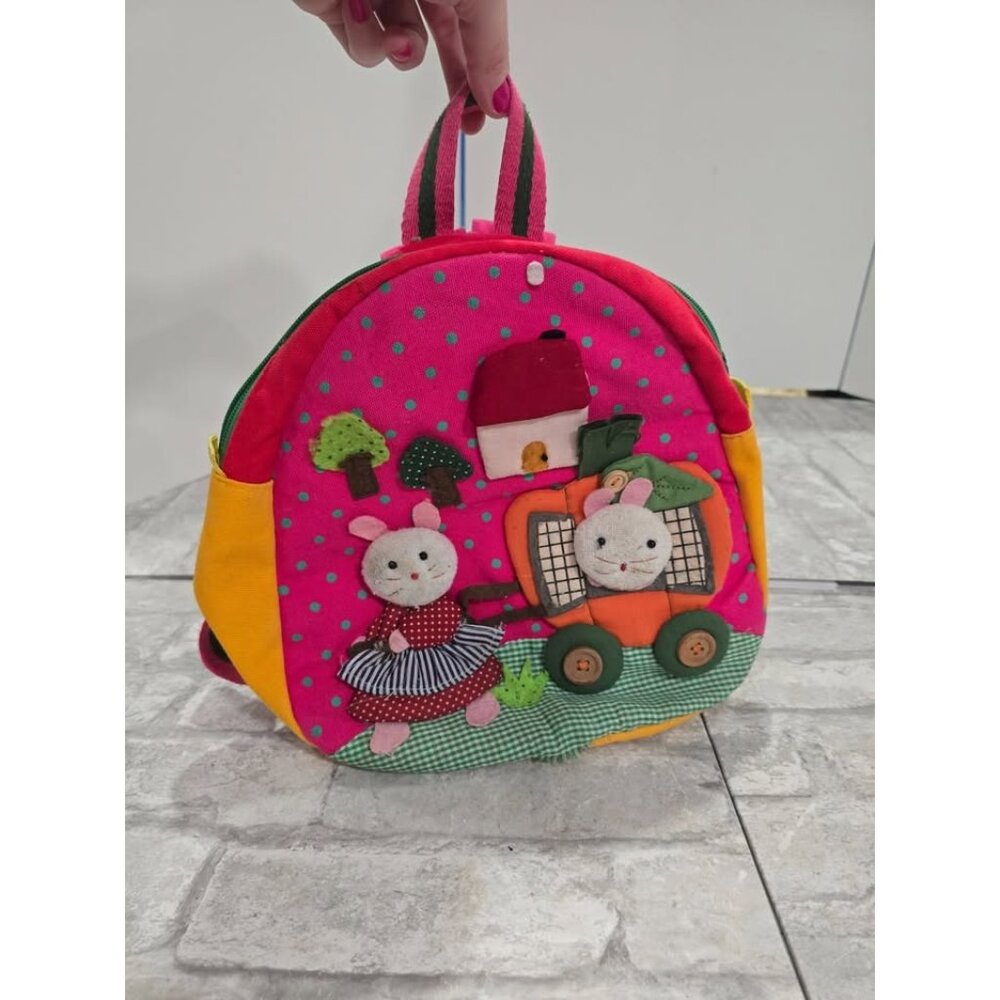 Toddler Handmade Felt Bunnies Mice Backpack Bookbag